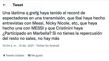 Cristinini se corona en Twitter con su réplica a este tuit: 2.000 'me gusta' en media hora