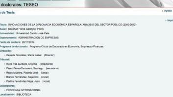 En la web de TESEO está la ficha de la tesis de Sánchez pero no su contenido