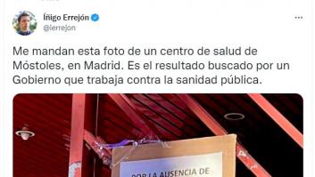 Errejón destapa qué ocurrió con este cartel de un centro salud después de que él lo subiera a Twitter
