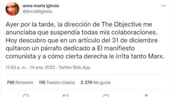 'The Objective', el diario de Álvaro Nieto, fulmina a una colaboradora, que apunta a "connotaciones ideológicas"