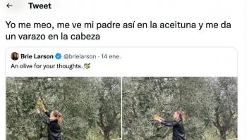 La actriz Brie Larson comparte fotos con un olivo: una tuitera lo ve y le da una réplica ÉPICA