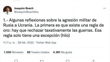 El juez Bosch arroja algo de luz con un aplaudido hilo sobre la invasión rusa de Ucrania
