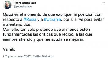 El coronel Pedro Baños aclara "para evitar malentendidos" su posición sobre Rusia y Ucrania