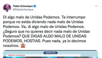 Echenique muestra su asombro en Twitter al ver este fragmento de 'Más Vale Tarde'