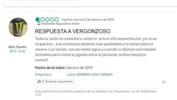 Un restaurante de Gijón, noticia por su réplica a un cliente que dijo: "La carne sabía a nevera"