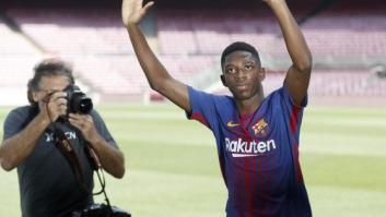 Mofas en Twitter por lo que le ha pasado a Dembélé en su presentación con el Barça