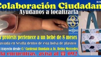 Pierde la prótesis del brazo de su bebé en Sevilla y lo que sucede en Twitter te devolverá la fe en el ser humano