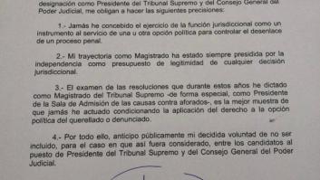 Marchena anuncia que se descarta como presidente del Poder Judicial y reivindica su independencia