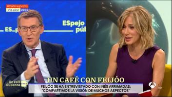 Griso acusa a Feijóo de dar respuestas gallegas, él reacciona expresivo y ella acaba exclamando