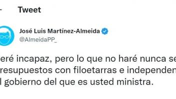 A Oskar Matute solo le hacen falta tres palabras para reaccionar a este tuit de Almeida