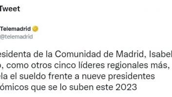 Este tuit de Telemadrid sobre Ayuso provoca cientos de comentarios: el motivo es obvio