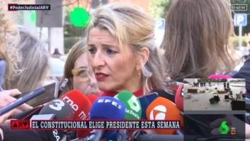 Preguntan a Yolanda Díaz por el tuit de Gamarra: coge aire y suelta todo esto