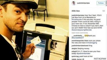 Justin Timberlake infringe la ley por hacerse un selfi votando