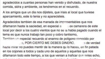El indignado escrito del dueño de una sidrería que tuvo que cerrar