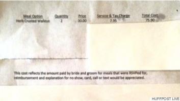 No pudo ir a una boda en el último momento y los recién casados le pasaron la factura del cubierto