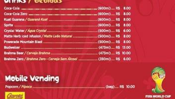 Mundial Brasil 2014: lo que costará comer y beber dentro de los estadios
