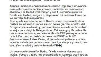 Valenciano renunció a ser jefa del PSOE en la UE en julio