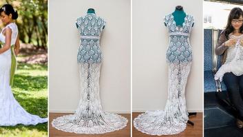 El vestido de novia más barato: se lo hizo de ganchillo mientras iba a trabajar (FOTOS)