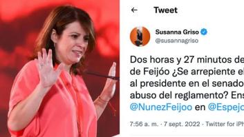 Adriana Lastra empieza con un llamativo "señora por favor" su tuit de respuesta a Susanna Griso