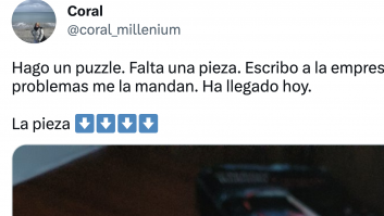 Se da cuenta de que le falta una pieza de un puzzle, lo pide a la fábrica y ojo a lo que le mandan