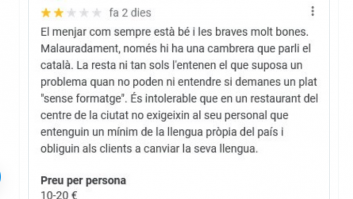 Polémica por la respuesta de un restaurante a una clienta que se queja de que no hablan catalán