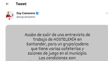 Un camarero publica lo que le han ofrecido en una entrevista de trabajo y hay mucha indignación