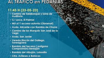 Estas son las carreteras cortadas por las lluvias en Murcia