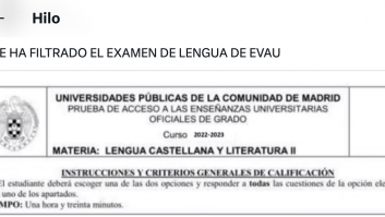 Cachondeo por la 'filtración' de este examen de Lengua de la EBAU