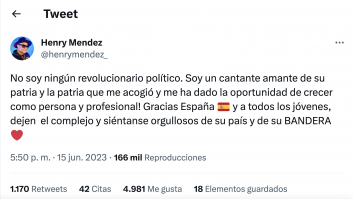 Henry Méndez se explica tras el revuelo por sus palabras sobre la bandera de España en un festival