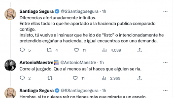 El intercambio de mensajes a la vista de todos entre Antonio Maestre y Santiago Segura
