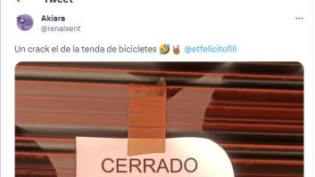 Este cartel visto en una tienda de bicis es pura MARAVILLA