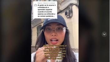 Le dicen que cómo se le ocurre ir a Andalucía a aprender español y la respuesta que da es TRE-MEN-DA