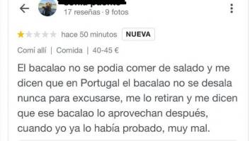 Un restaurante portugués da una brutal respuesta a una mala reseña de una clienta española