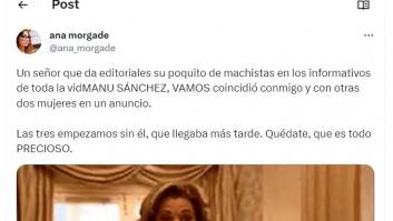 Ana Morgade cuenta lo que le pasó rodando un anuncio con Manu Sánchez y dos mujeres