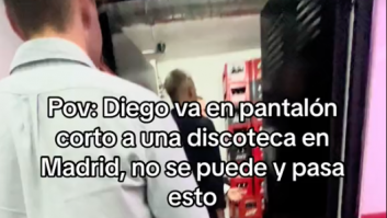 Intenta entrar en pantalón corto a una discoteca de Madrid, no le dejan y la solución es para verla
