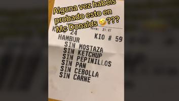 Pide en el McDonald's una hamburguesa sin nada (ni siquiera carne o pan) y así reacciona el camarero