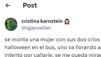Alucina al ver en el bus lo que una madre ha dicho sobre ella a sus hijos disfrazados para Halloween