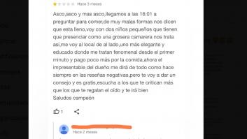 Estupefacción por la respuesta de un restaurante a esta crítica: pocas veces se había visto algo así