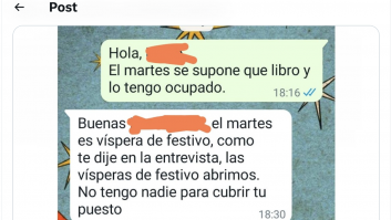 Su jefe le pide que trabaje víspera de festivo, le responde con lo que le tendría que pagar y pasa esto