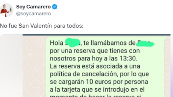 No acuden a una reserva en San Valentín, le escriben y la respuesta que reciben es para emplatar