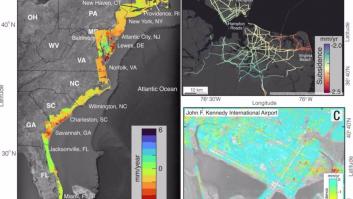 Una imagen de satélite muestra tres ciudades que se están hundiendo rápidamente