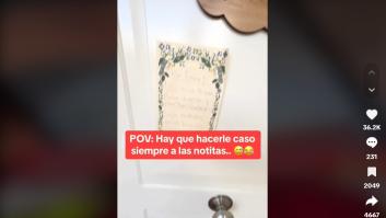 Un repartidor enseña la nota que le han dejado en la puerta y llueven los comentarios