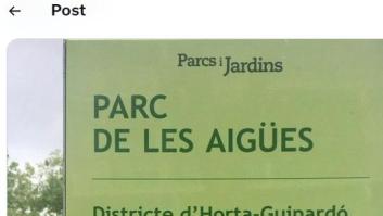 Lo que pone justo debajo de este cartel de un parque de Barcelona es una genialidad absoluta