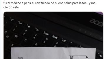 Pide un certificado médico para la universidad y lo que le dan genera más de 30.000 'me gusta'