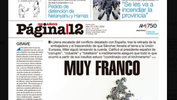 Un periódico argentino saca esta imagen de Franco y Milei tras lo de Begoña Gómez y en España duele