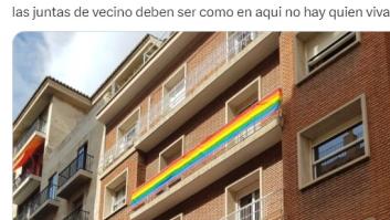 Lo que hay debajo de la terraza en la que han colgado esta bandera LGTBI llama muchísimo la atención
