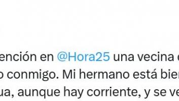 Una oyente de 'Hora 25' descubre que su hermano está a salvo de la DANA gracias a su intervención en la radio