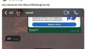 Se van a Edimburgo en tres días, pero el WhatsApp que le envía es para echarse a temblar