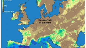 Observan el mapa europeo de lluvias y confirman el 'robo' insólito de agua de España a Reino Unido y Alemania durante dos meses