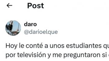 Le dice a sus alumnos que vio el 11-S en directo por la televisión y la pregunta que le hacen es de ver y no creer